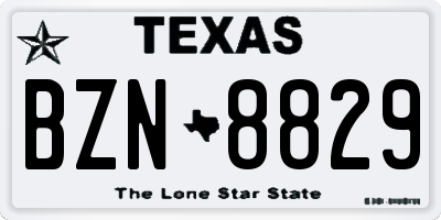 TX license plate BZN8829
