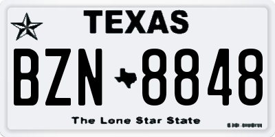 TX license plate BZN8848