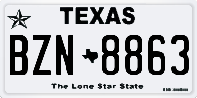 TX license plate BZN8863