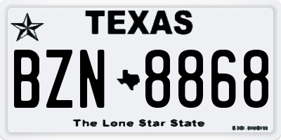 TX license plate BZN8868