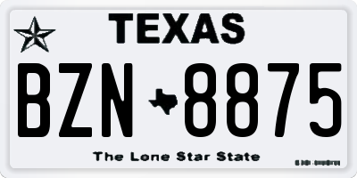TX license plate BZN8875