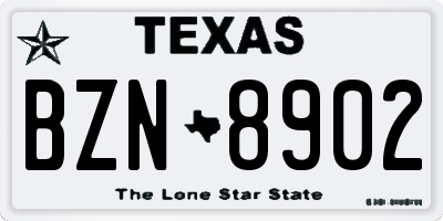 TX license plate BZN8902