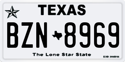 TX license plate BZN8969