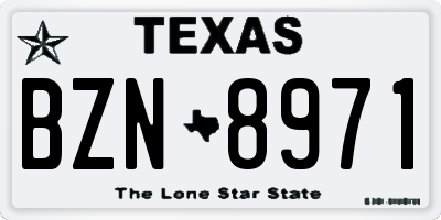 TX license plate BZN8971