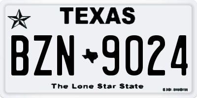 TX license plate BZN9024