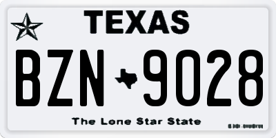 TX license plate BZN9028