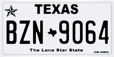TX license plate BZN9064