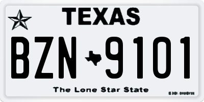 TX license plate BZN9101