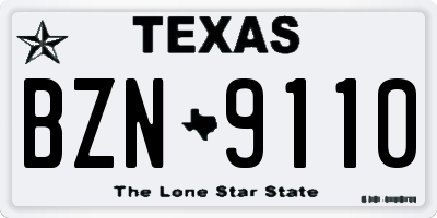 TX license plate BZN9110
