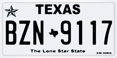 TX license plate BZN9117