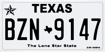 TX license plate BZN9147