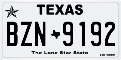 TX license plate BZN9192