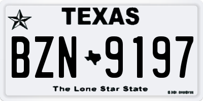 TX license plate BZN9197