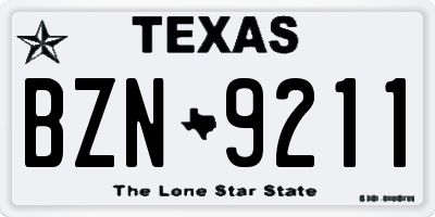 TX license plate BZN9211