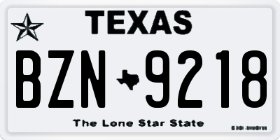 TX license plate BZN9218