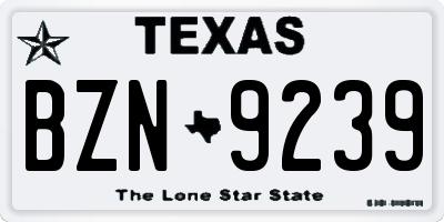 TX license plate BZN9239
