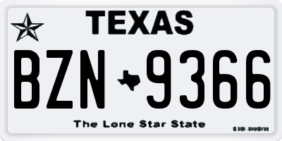 TX license plate BZN9366
