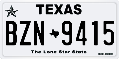 TX license plate BZN9415