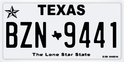 TX license plate BZN9441