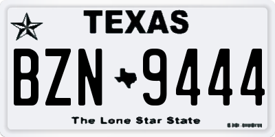 TX license plate BZN9444