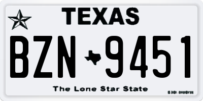 TX license plate BZN9451