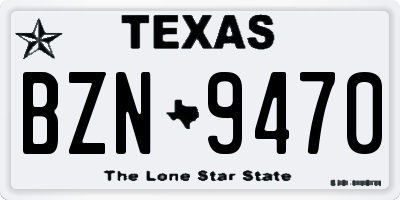 TX license plate BZN9470