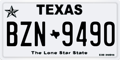 TX license plate BZN9490