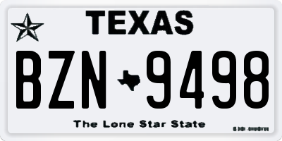 TX license plate BZN9498