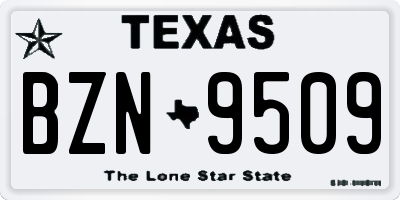 TX license plate BZN9509