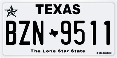 TX license plate BZN9511