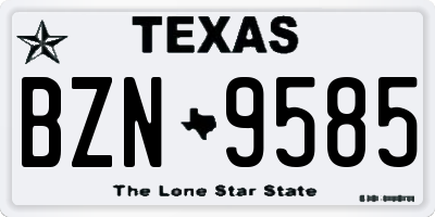 TX license plate BZN9585