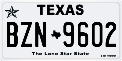TX license plate BZN9602
