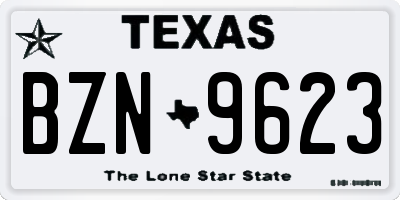 TX license plate BZN9623