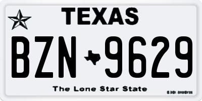 TX license plate BZN9629