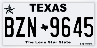 TX license plate BZN9645