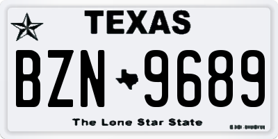 TX license plate BZN9689