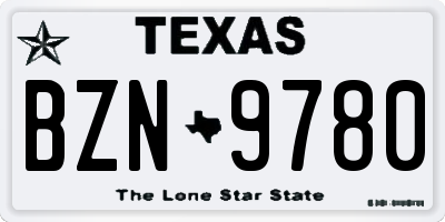 TX license plate BZN9780