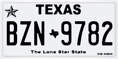 TX license plate BZN9782