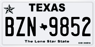 TX license plate BZN9852