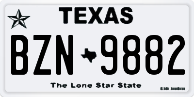 TX license plate BZN9882
