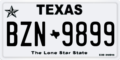 TX license plate BZN9899