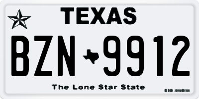 TX license plate BZN9912