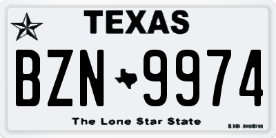 TX license plate BZN9974