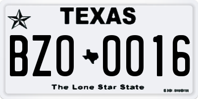 TX license plate BZO0016