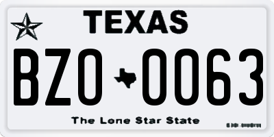 TX license plate BZO0063