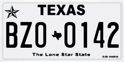 TX license plate BZO0142