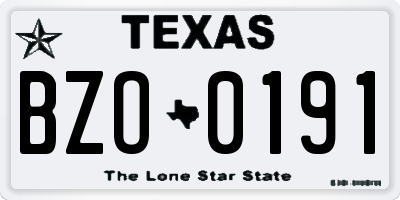 TX license plate BZO0191