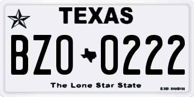 TX license plate BZO0222