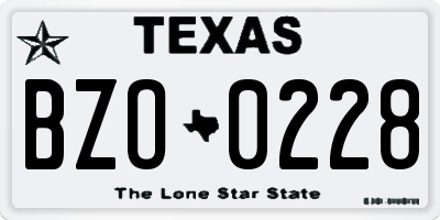 TX license plate BZO0228