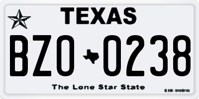 TX license plate BZO0238